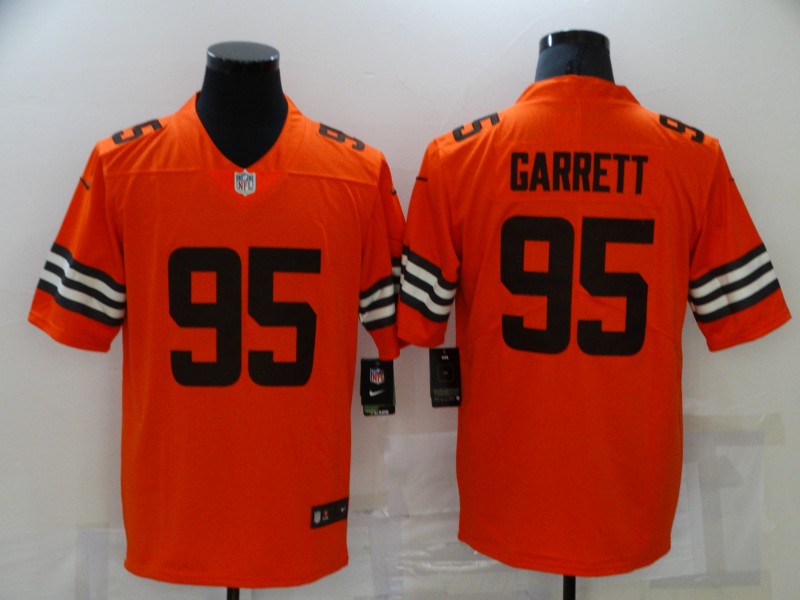 Cheap Men Cleveland Browns 95 Garrett Orange Nike Vapor Untouchable Limited 2021 NFL Jersey